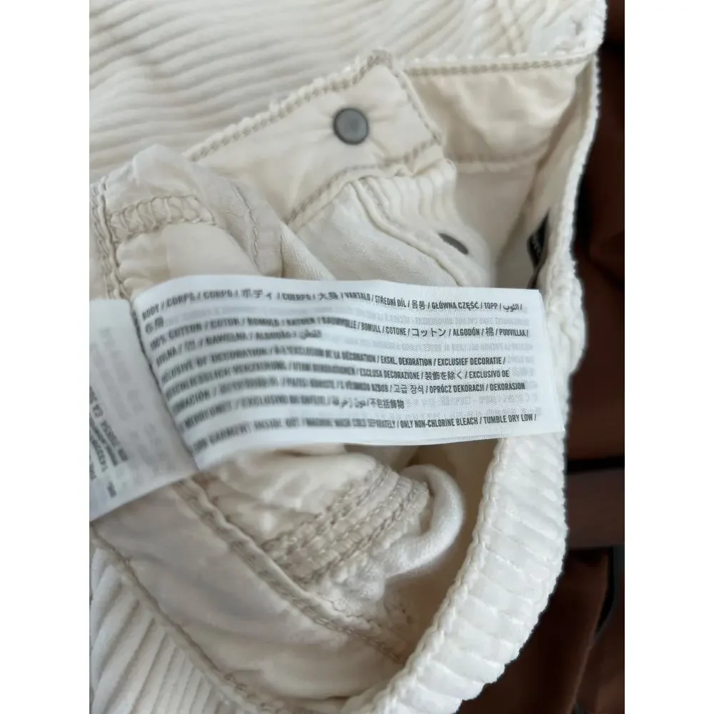Abercrombie & Fitch Cream Corduroy Button Front Mini Skirt Extra Small